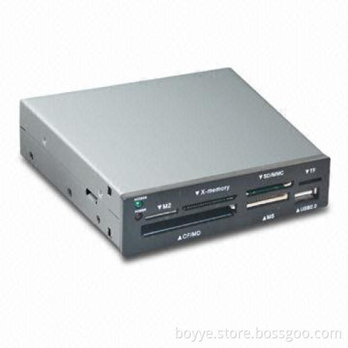 3.5-inch USB2.0 Internal Card Reader with T-Flash/M2 Card Readable, Iron Casing for Cooling